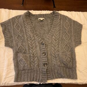 Banana Republic Gray Cable Knit Cardigan